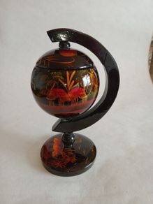 Vintage Lacquered Hand Decorated Globe Ashtray