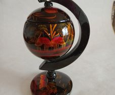 Vintage Lacquered Hand Decorated Globe Ashtray