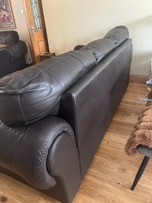 Dark brown leather couch