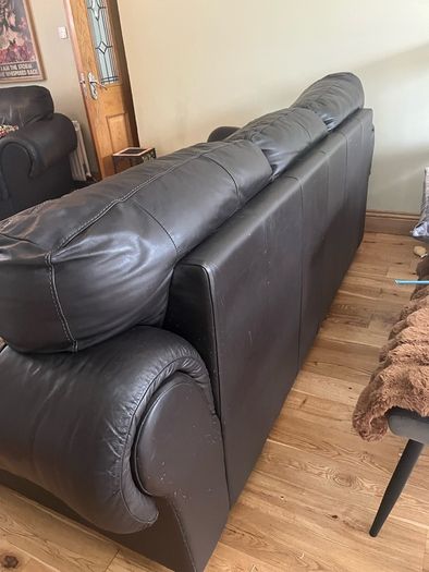 Dark brown leather couch