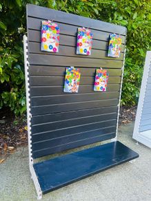 Black Shop Display Shelving Stand - Slat Wall With 30 Hooks