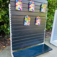 Black Shop Display Shelving Stand - Slat Wall With 30 Hooks
