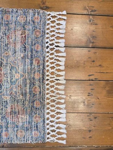 Art Carpet Kilim Collection Blue Floral Rug 135 x 68cm