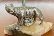Antique Grand Tour Silvered Model Of The Capitoline Wolf ca 1910