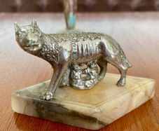 Antique Grand Tour Silvered Model Of The Capitoline Wolf ca 1910