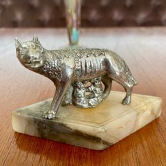 Antique Grand Tour Silvered Model Of The Capitoline Wolf ca 1910