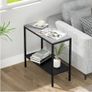 2 Tier Sintered Stone Side Table Couch End Desk Laptop Coffee Holder with Metal Frame for Living Room Bedroom Image 2