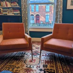 Velvet mid-century style armchairs