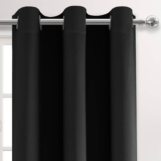 Bedroom & Living Room Eyelet Black Thermal Curtains - 46 x 54 Inch, 2 Panels