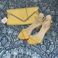 BNWT Yellow heels & matching bag