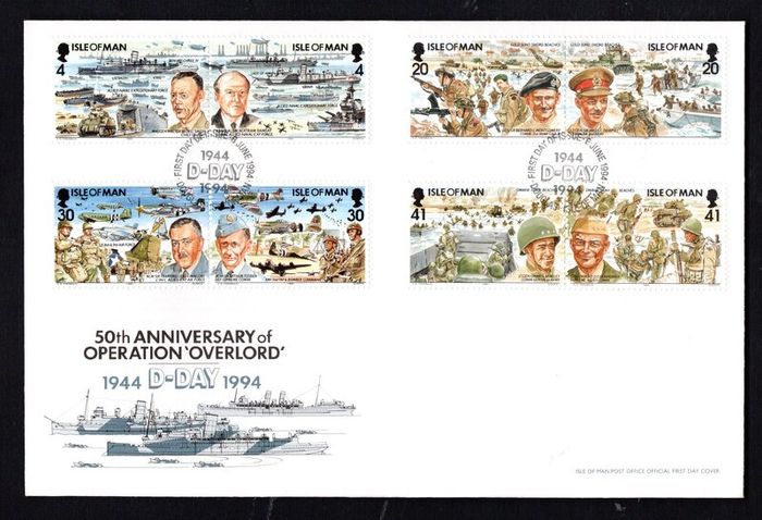 1994 Isle of Man 50th Anniversary of Operation "Overlord" D-day 1944-1994 Commemorative Stamp First Day Cover (FDC)