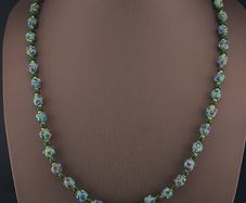 Vintage Venetian Style Skunk Eyes GlassBeads Necklace