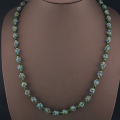 Vintage Venetian Style Skunk Eyes GlassBeads Necklace