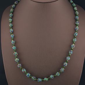 Vintage Venetian Style Skunk Eyes GlassBeads Necklace