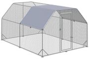 Chicken Run with Roof, Walk-In Chicken Coop for 10-12 Chickens, Hen House, Duck Pen, Outdoor 380 x 280 x 195cm
