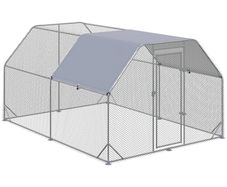 Chicken Run with Roof, Walk-In Chicken Coop for 10-12 Chickens, Hen House, Duck Pen, Outdoor 380 x 280 x 195cm