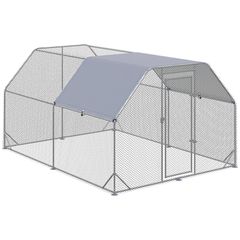 Chicken Run with Roof, Walk-In Chicken Coop for 10-12 Chickens, Hen House, Duck Pen, Outdoor 380 x 280 x 195cm