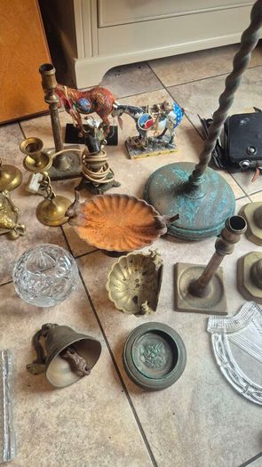 old vintage classic retro brass crystal ornaments