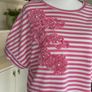 Ladies Savida Pink & White Striped Pearl Front T-Shirt from Savida Image 6