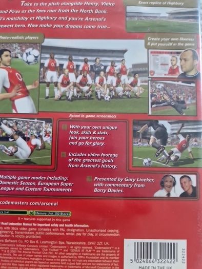 Arsenal Club Football Season 2003 2004 Xbox Original Games Original
