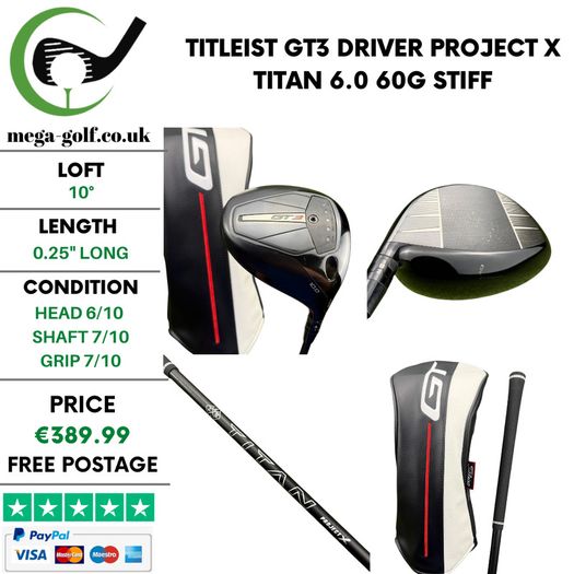 Titleist GT3 Driver / 10 Degree / Project X Titan 6.0 60g Stiff