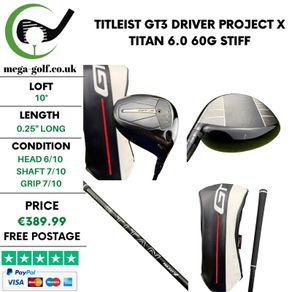 Titleist GT3 Driver / 10 Degree / Project X Titan 6.0 60g Stiff