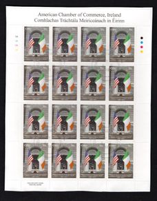 2011 Ireland 50th Anniversary of the American Chamber of Commerce Commemorative Stamps Plate 1A1A1A1A Fine CDS Used with Dublin cancel of 3rd February 2011 (First day of issue) on envelope extract