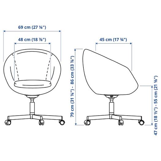 IKEA SKRUVSTA Swivel Chair in Black Faux Leather