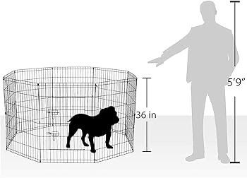 NEW SALE | 8 Panel Playpen Suitable for Dogs/Puppies/Cats & Rabbits foldable ideal for Indoor/Outdoor use puppy play pen (91cm, Black)