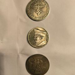 1935 German 5 ReichMark coins X3