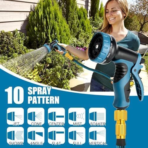75FT Garden Hose Expandable Garden Hose with 10 Function Hose Spray Gun/Solid Brass Fittings Leak Proof Lightweight Used for Gardening Watering etc 75ft
