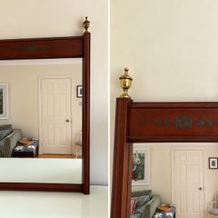 Mirror with brass urn shaped finials