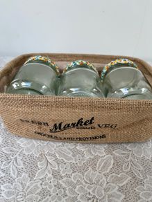 3 Fancy Jars In Hessian Basket