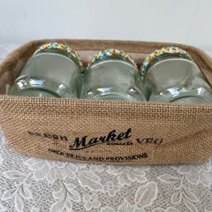 3 Fancy Jars In Hessian Basket