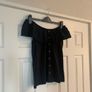 Primark Black Off Shoulder Button Up Top Image 3