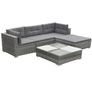 5 Piece Garden Lounge Set with Cushions Poly Rattan Grey Image 2