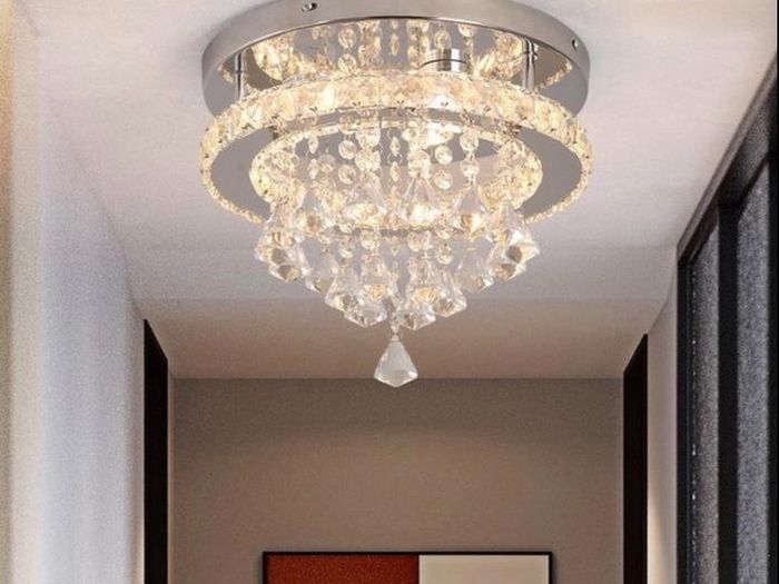 Brand New Deckrico Crystal Ceiling Light 30cm Modern Lamp Chrome LED Chandelier