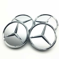 Mercedes Benz 4Pcs Wheel 75mm 3 inches Center Caps Alloy Rim Hub Cap Car Logo Emblem White