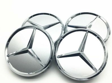 Mercedes Benz 4Pcs Wheel 75mm 3 inches Center Caps Alloy Rim Hub Cap Car Logo Emblem White