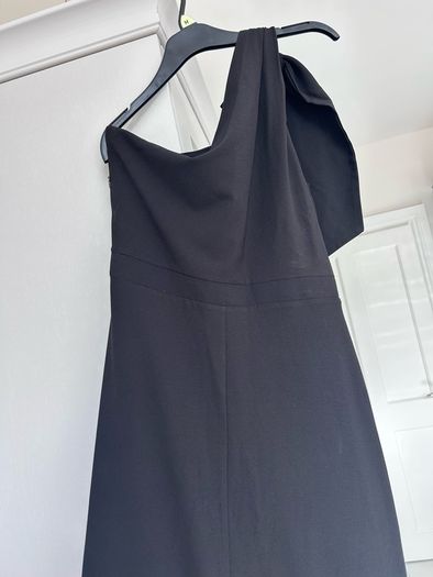 Folkster Black One Shoulder Bow Maxi Dress Elegant Occasion Size L