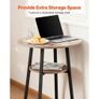3PCS 596.9mm Bars Tables Set, Bar Tables and Chair Set with Rounded Corner Design, Round Pub Table with Two Stools for Office Desk, Breakfast Corner, Mini Bars, Light Gray, Black Image 4