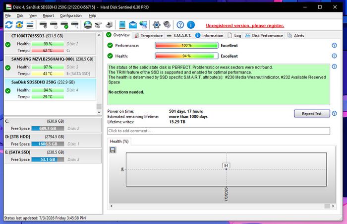 SanDisk Ultra 3D 256GB SataSSD 2.5"