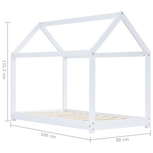 Kids Bed Frame White Solid Pine Wood 80x160 cm