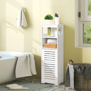 White Storage Cabinet Floor Standing Home Storage Furniture Shelf,Suitable for Toilet Bedroom Kitchen Living Room