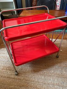 Vintage Red Elisse Italian Folding Serving Trolley (Casaconfort) 1980s