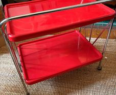 Vintage Red Elisse Italian Folding Serving Trolley (Casaconfort) 1980s