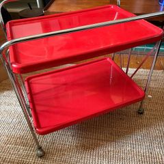 Vintage Red Elisse Italian Folding Serving Trolley (Casaconfort) 1980s