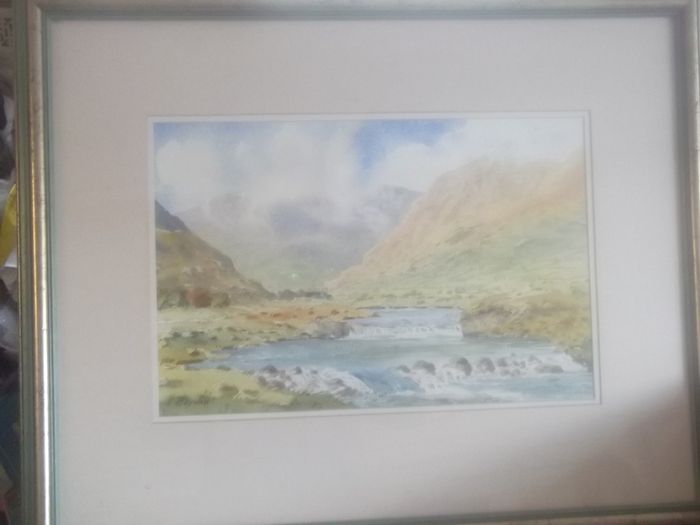 a lovely large  water colour painting of connemara by dublin artist tony lynch