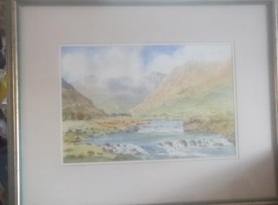a lovely large  water colour painting of connemara by dublin artist tony lynch