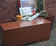 2 Antique Oak Trunks Seats